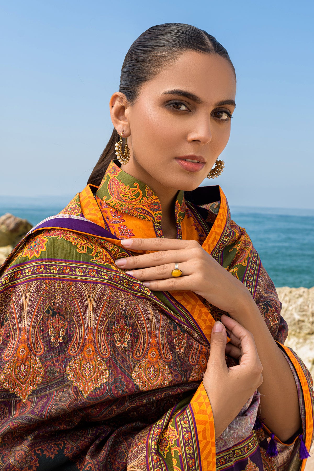 THEA - Khaddar - Embroidered - Printed - Stitched - 3PC