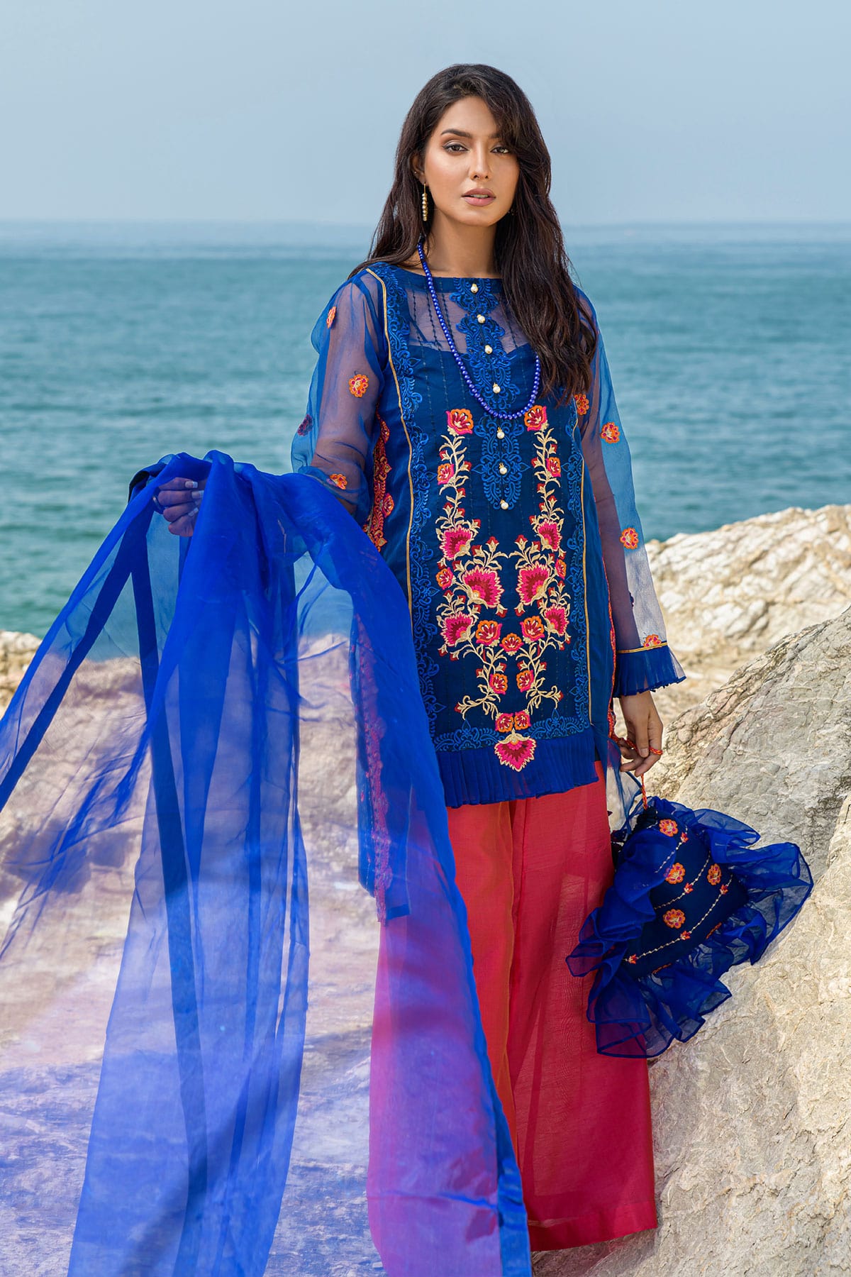 Blue Embroidered Dress | UP TO 65% OFF